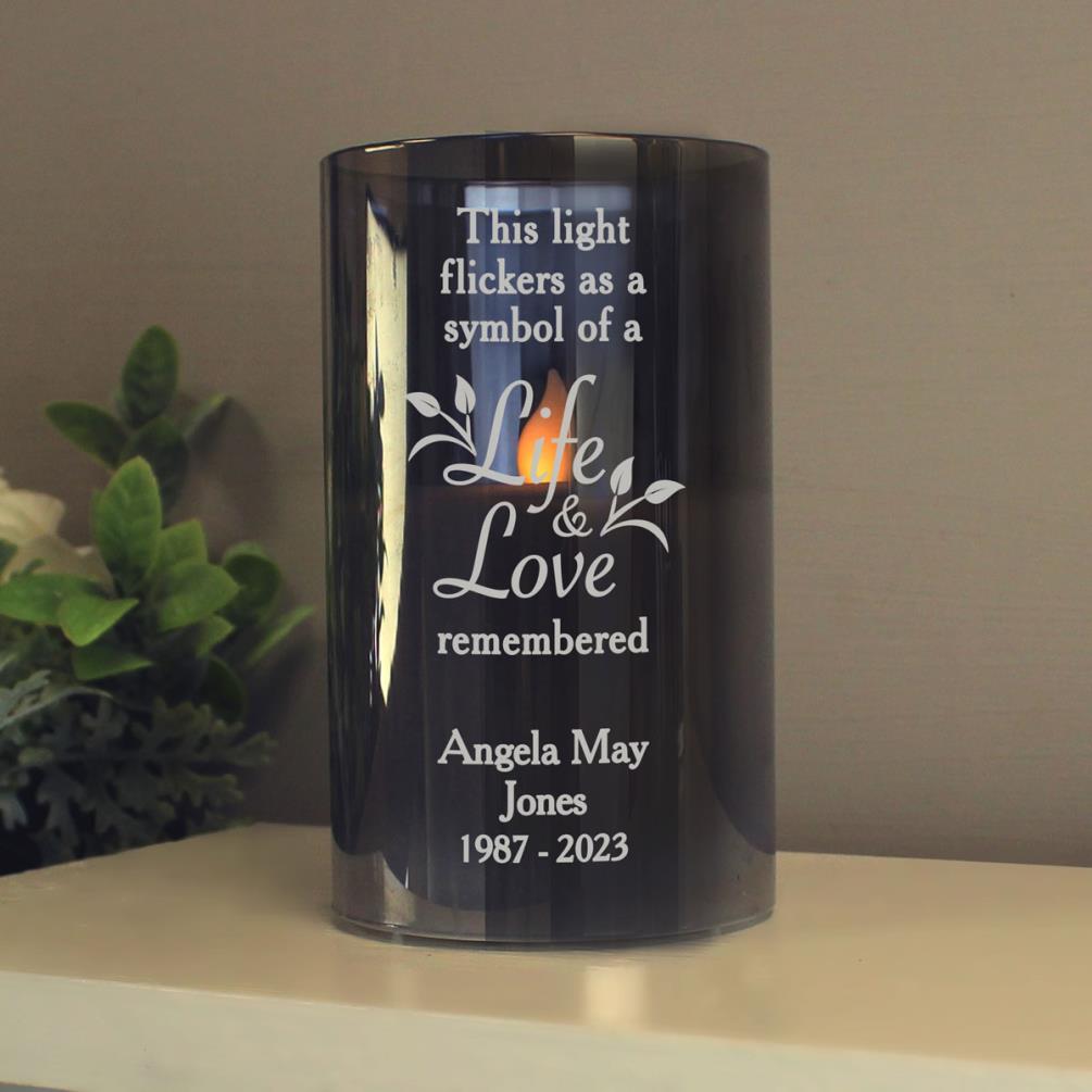 Personalised Life & Love Memorial Smoked LED Candle Extra Image 2